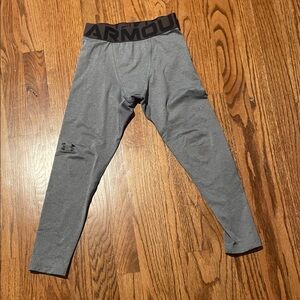 Under Armour Gray Kids Compression Leggings with Branded Waistband
